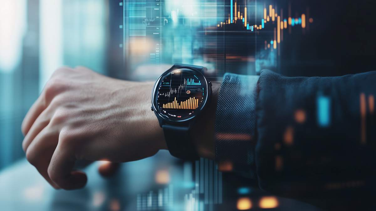 Montre connecté sur un homme pour vérifier la santé en temps réel